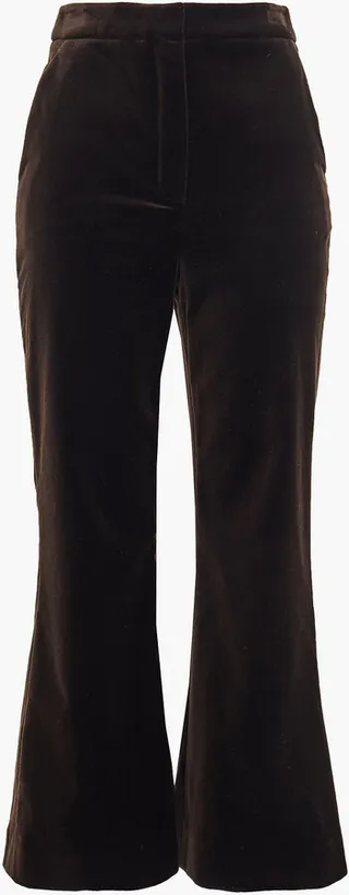 Cotton-velvet kick-flare pants