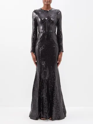 Dna Corset-detail Sequinned Gown