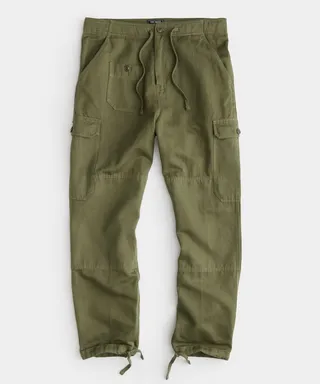 Cotton Linen Officer Cargo in Olive