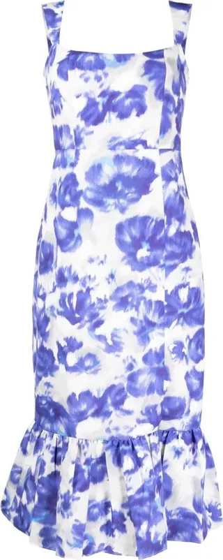 Laura watercolour-effect midi dress