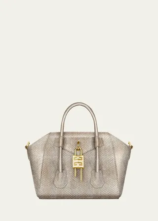 Mini Antigona Python-Embossed Shoulder Bag
