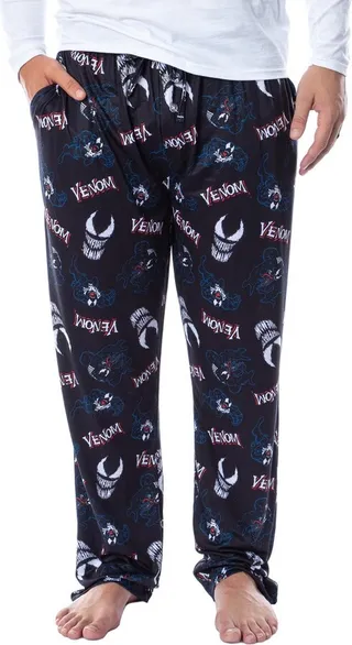 Marvel Comics Mens' Venom Movie Scary Faces Sleep Pajama Pants X-Large Black