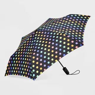 ShedRain Polka Dots Auto Open Auto Close Compact Umbrella - Rainbow