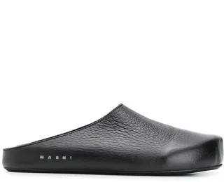 Textured Leather Slippers