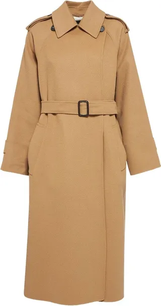Cobalto belted wool blend trench coat