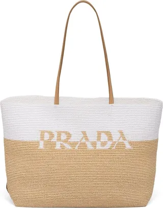 Logo Raffia Tote Bag