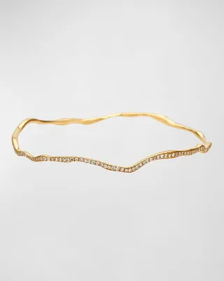 Drizzle Thin Wavy Pave Diamond Gold Bangle
