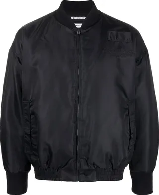 Embroidered Zip-Up Bomber Jacket