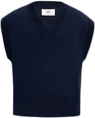 AMI Ami De Coeur Logo Embroidered Knitted Vest