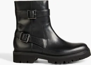 Natasha buckled leather ankle boots