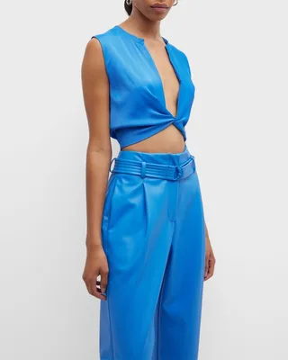 Satin Twisted Crop Tank Top