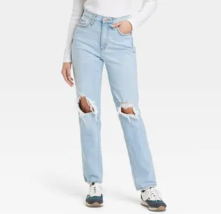Women's High-Rise 90's Vintage Straight Jeans - Universal Thread™ Light Wash 2 Short