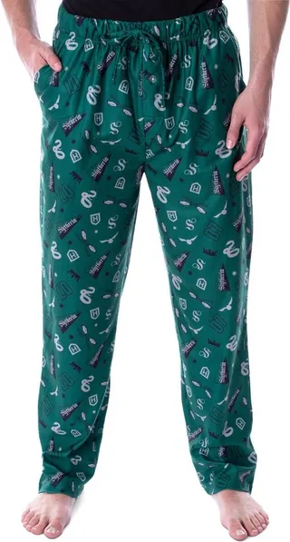 Harry Potter Adult Men's Quidditch Slytherin House Loungewear Pajama Pants (3XL) Green