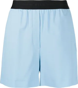 Stretch-Wool Logo-Waistband Shorts