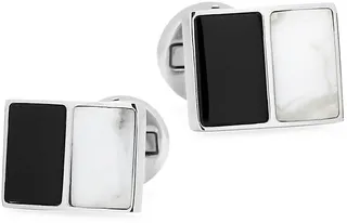 Ox & Bull Trading Co. Jade & Onyx Split Stainless Steel Cufflinks