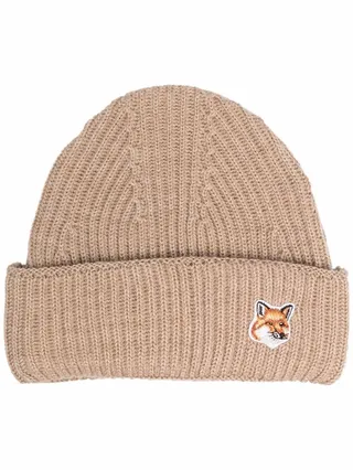 Fox-patch wool beanie