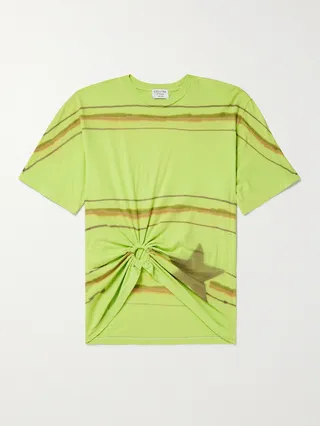 Cropped Striped Cotton-Jersey T-Shirt