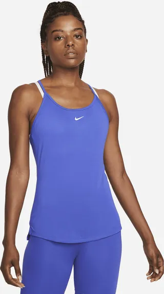 Nike Women's Dri-FIT One Elastika Standard Fit Tank Top in Blue