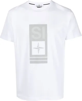 White Abbreviation One Print Cotton T-Shirt