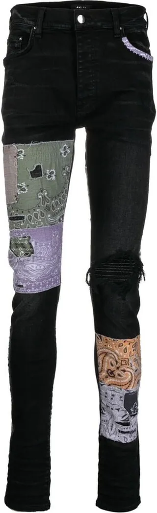Distressed Patchwork Skinny Jeans
