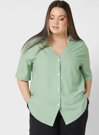 Collar Detail Button Down Top