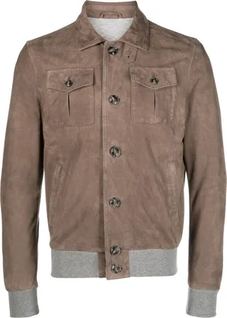 Flap-Pocket Suede Jacket
