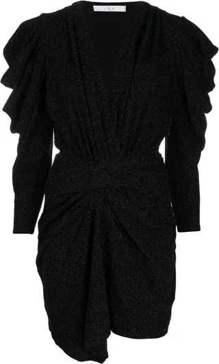 Glittery Long-Sleeve Short Dress