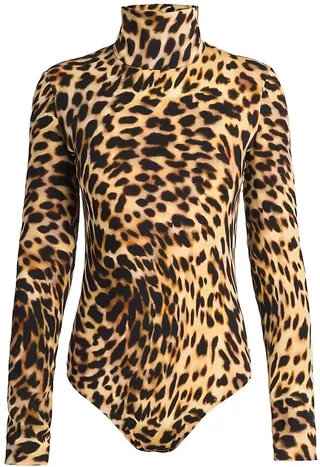 Cheetah-Print Turtleneck Bodysuit
