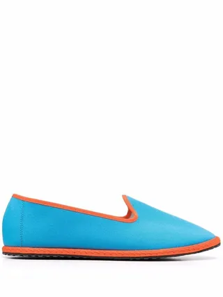 Contrast-Trim Slip-On Slippers