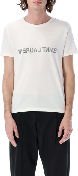 Saint Laurent Logo Detailed Crewneck T-Shirt