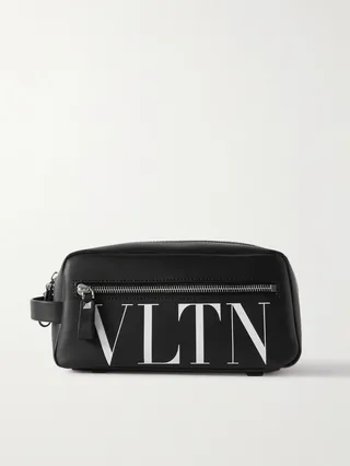 Valentino Garavani Logo-Print Leather Wash Bag