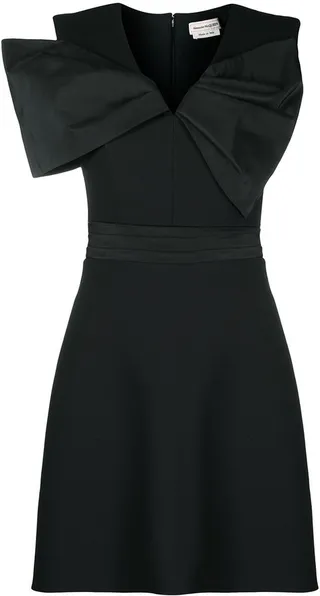 Oversize Bow-Detail Mini Dress