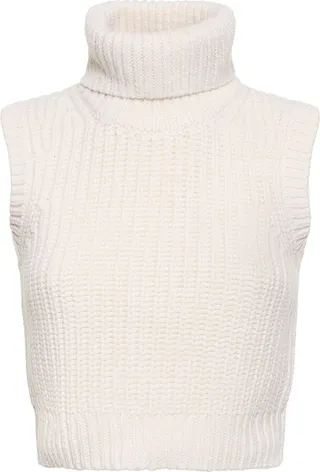 Shaker cropped ribbed knit cashmere vest