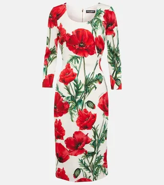 Floral-printed silk-blend midi dress