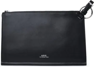 A.P.C. Logo Printed Zipped Clutch Bag