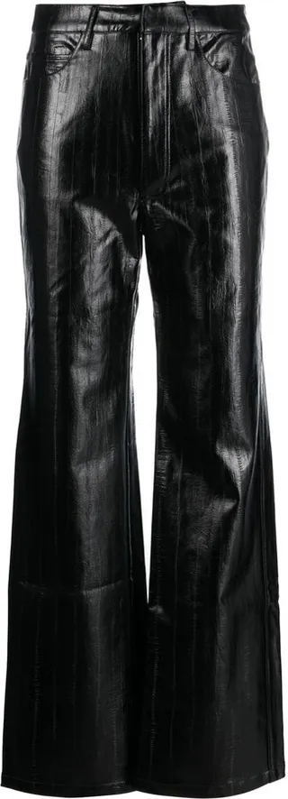High-Waisted Faux Leather Trousers