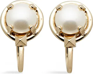 Gold-tone faux pearl clip earrings