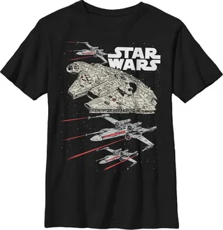 Boy's Star Wars Starship Battle T-Shirt - Black - X Large