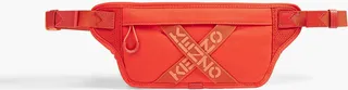 Printed shell and mesh belt bag