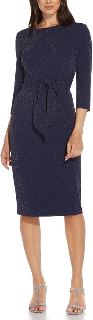 Metallic Knit Tie Front Dress