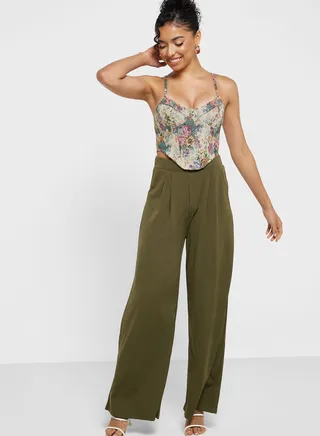 Pleated Flared Pants