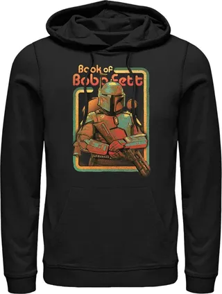 Men's Star Wars: The Book of Boba Fett Retro Portrait Pull Over Hoodie - Black - Medium