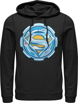 Men's Superman Logo Gear Pull Over Hoodie - Black - Large