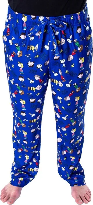 Peanuts Men's Good Grief! Allover Character Pattern Sleepwear Pajama Pants (3X) Blue