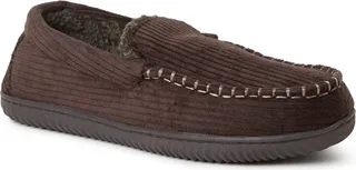 Dearfoams Mens Niles Corduroy Moccasin Slipper