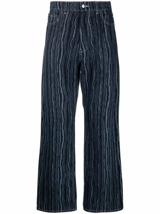 Abstract-Print Wide-Leg Jeans