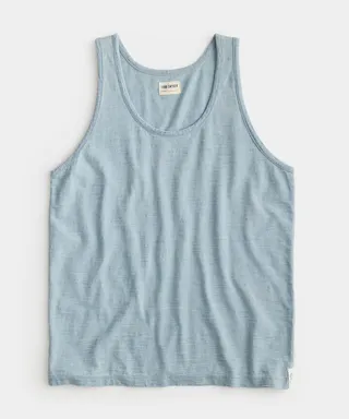 Heavy Bleached Indigo Slub Cotton Tank