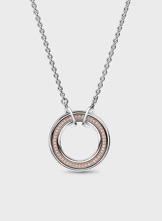 Signature Two Tone Logo & Pavé Necklace