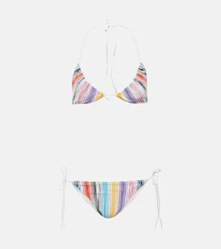 Zig-zag knit triangle bikini