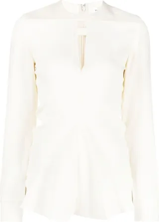 Long-Sleeve Peplum Blouse